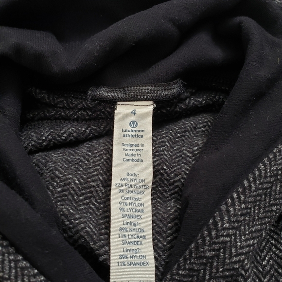 Lululemon Think Fast Pullover Herringbone Black Sz 4 - Picture 2 of 3